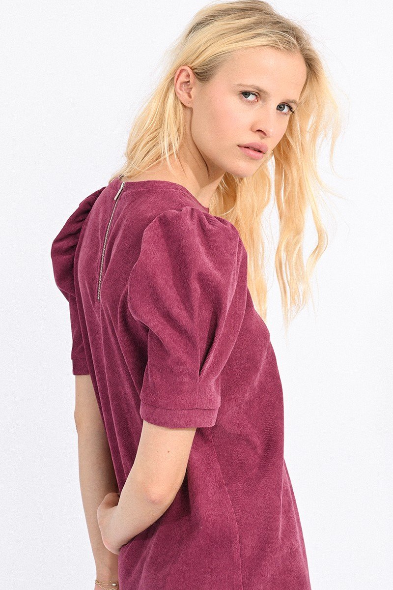 MINI VELVET DRESS WITH PUFF SLEEVES