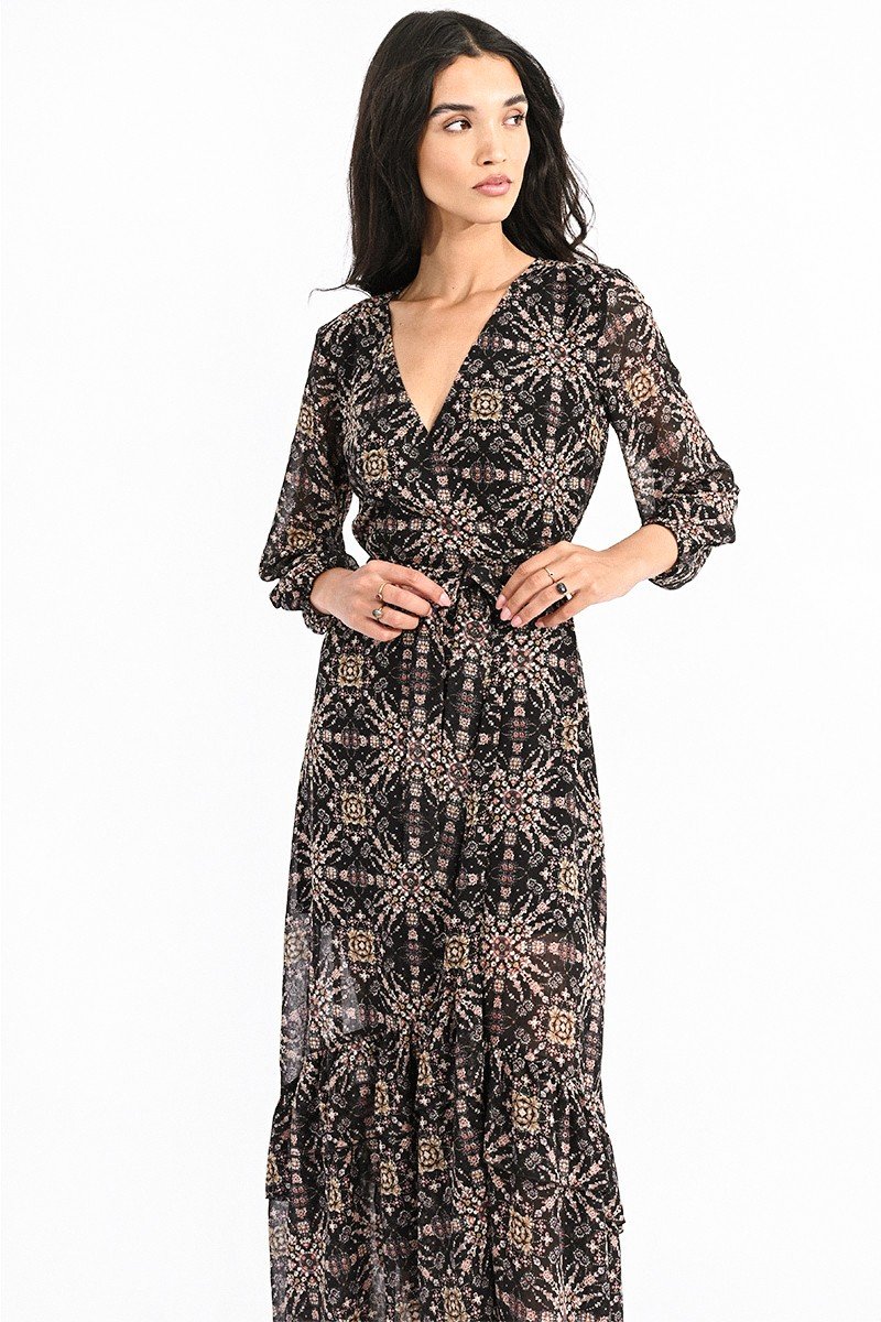 PRINTED WRAP DRESS
