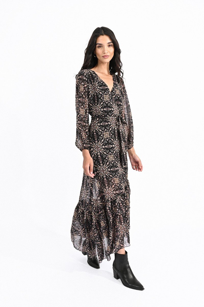 PRINTED WRAP DRESS