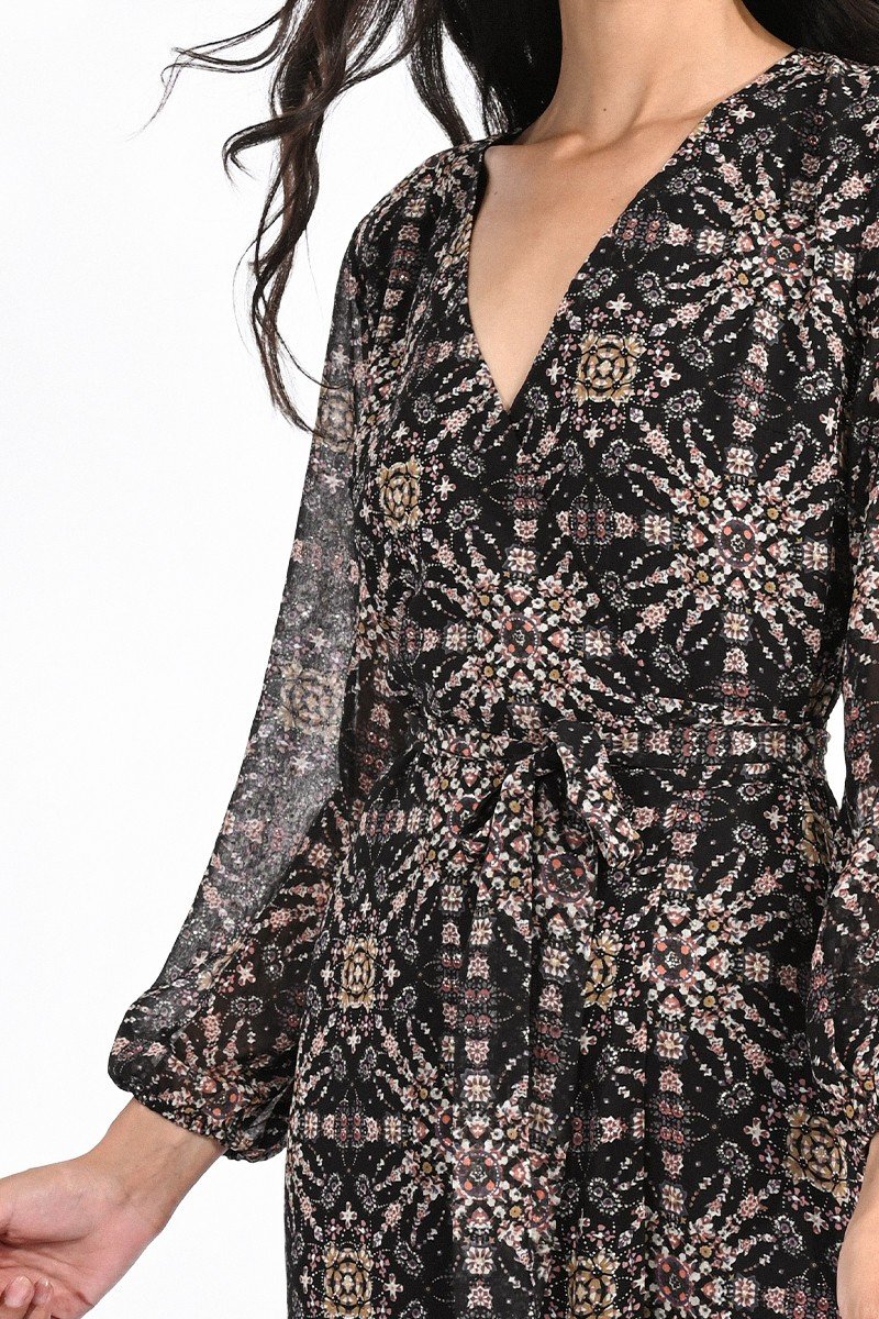 PRINTED WRAP DRESS