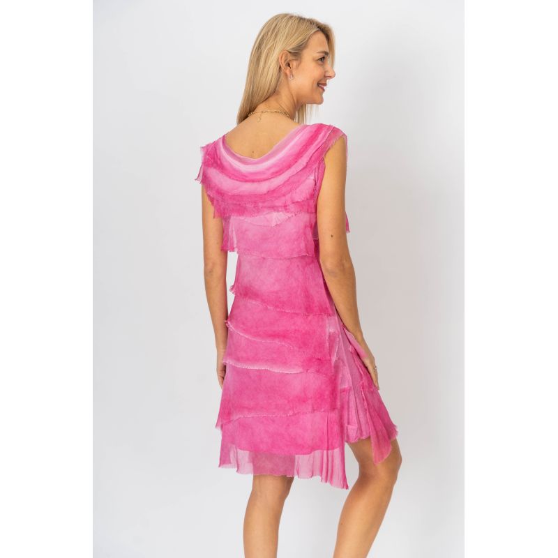SHORT SILK RUFFLE DRESS
