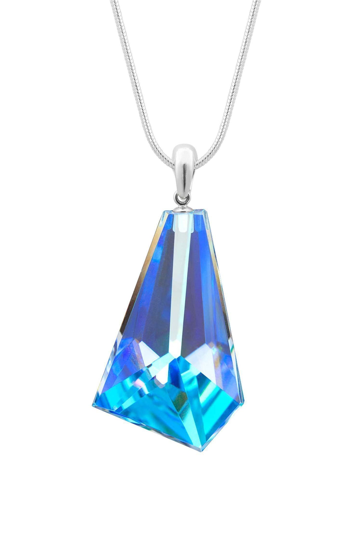 Lg. Glacier Pendent Nk Sterling Sil. Glass Crys