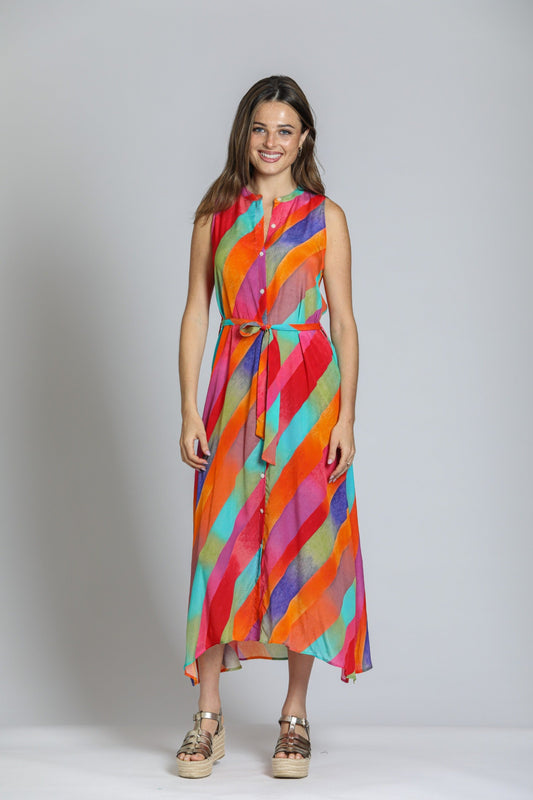 Sleeveless Button-Down Maxi Dress
