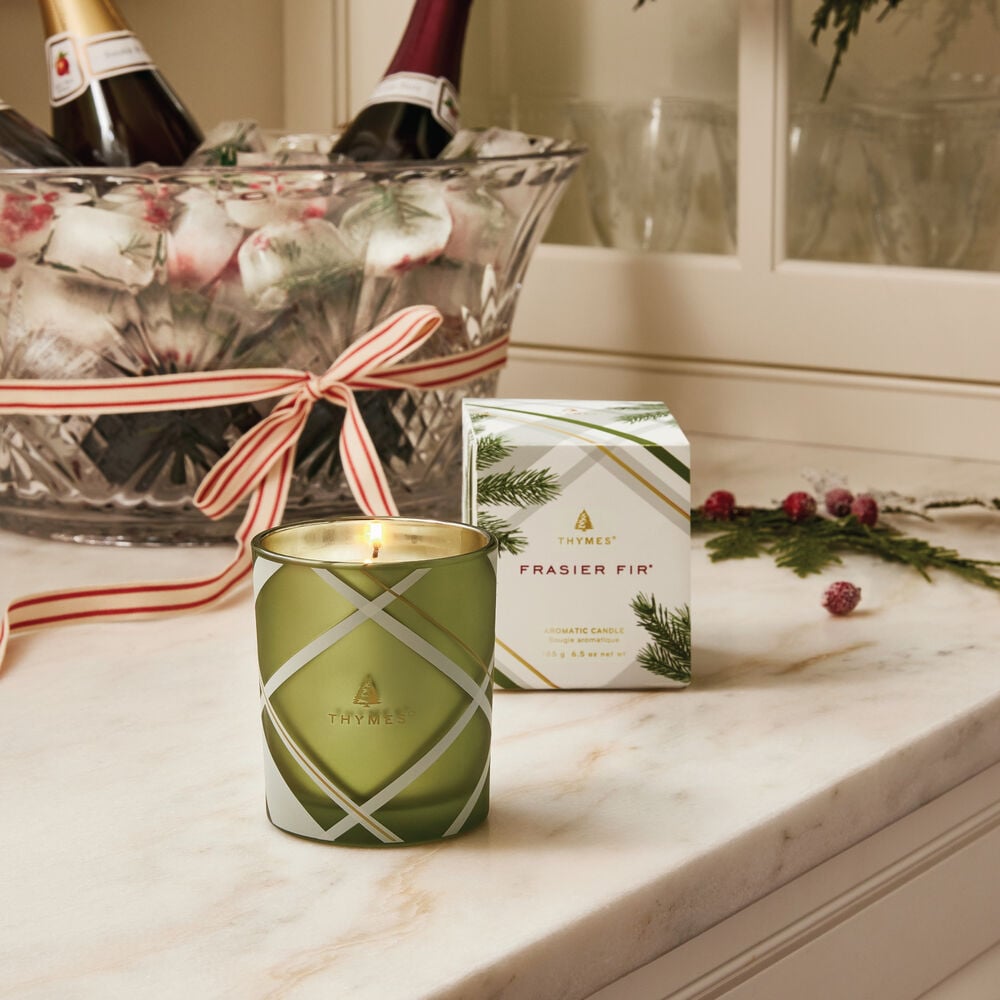 Frasier Fir Frosted Plaid Poured Candle Set, Plaid