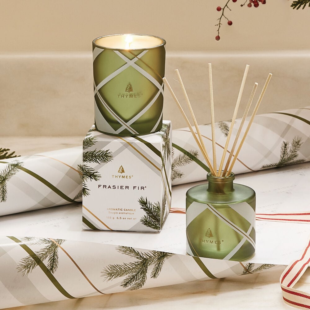 Frasier Fir Frosted Plaid Poured Candle Set, Plaid