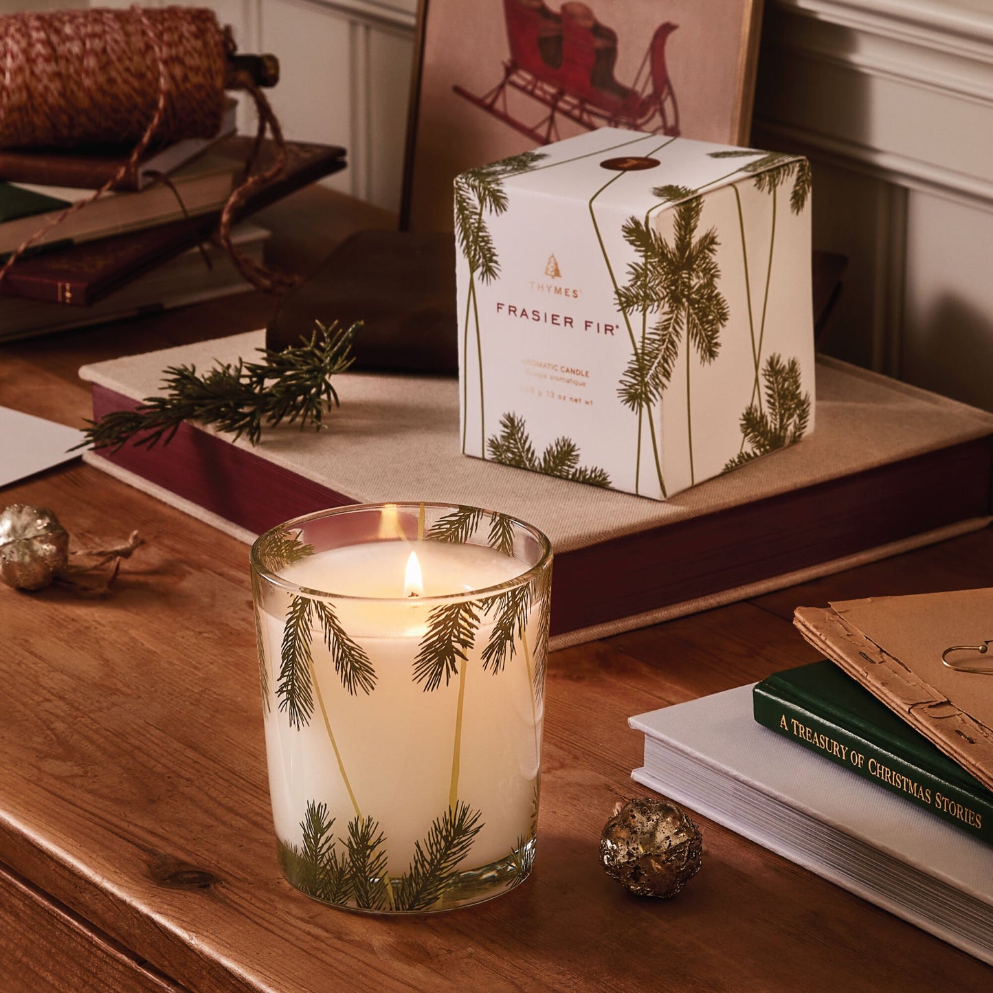 Frasier Fir Poured Candle, Pine Needle Design