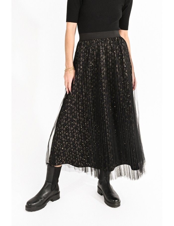 TULLE SKIRT AND ITS PRINTED LINING