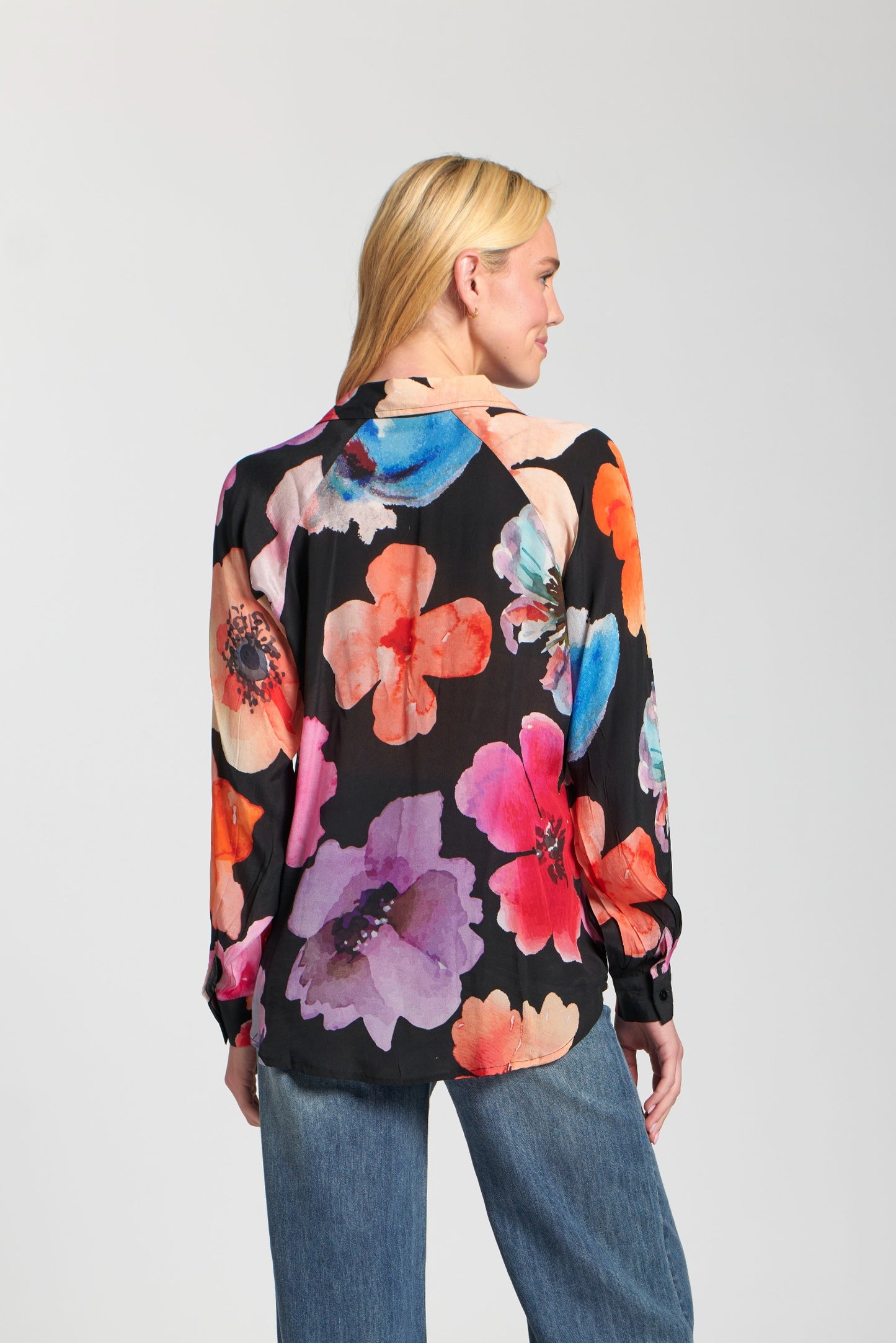 Half-Placket Pullover Blouse-BRIGHT PINK