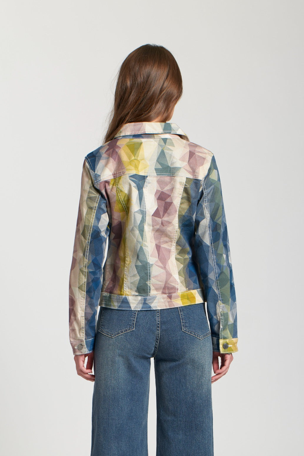 OLIVE MULTI Printed Denim Jacket