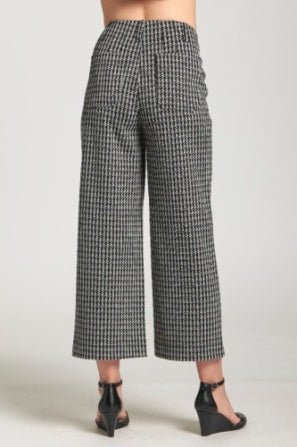 Pull-on Ponte Pant with split hem-Blk/Crm
