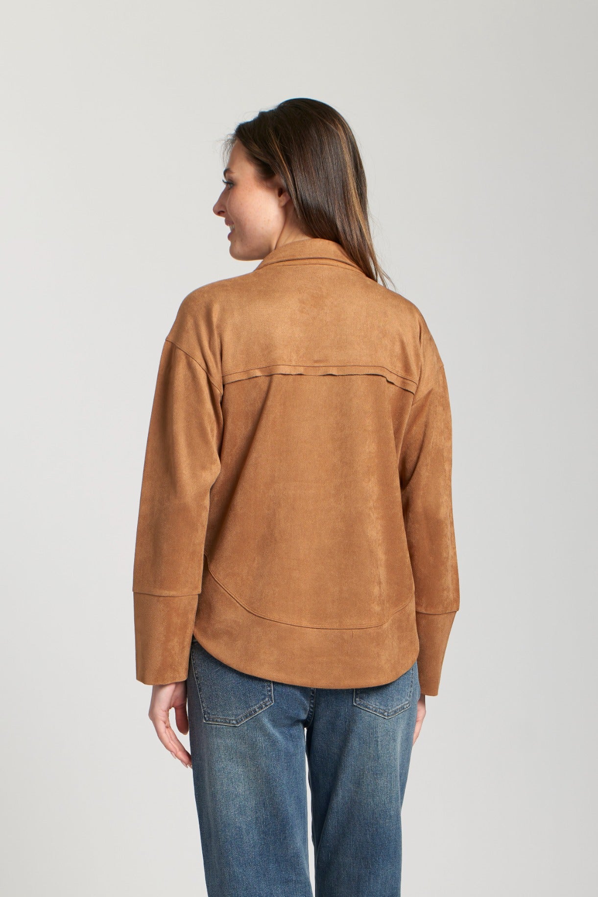 Faux Suede Henley Carmel Top