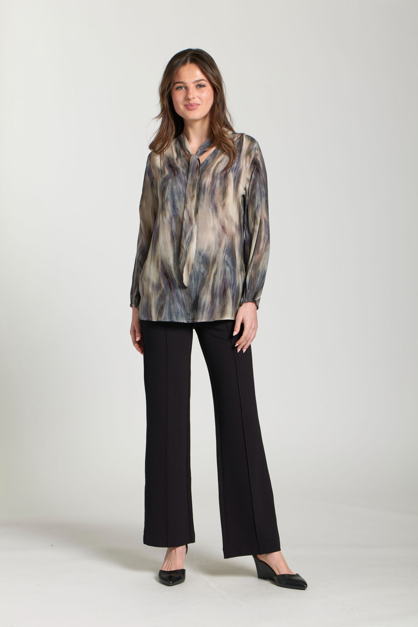 Tie Nck T57P/C Brown Multi Blouse