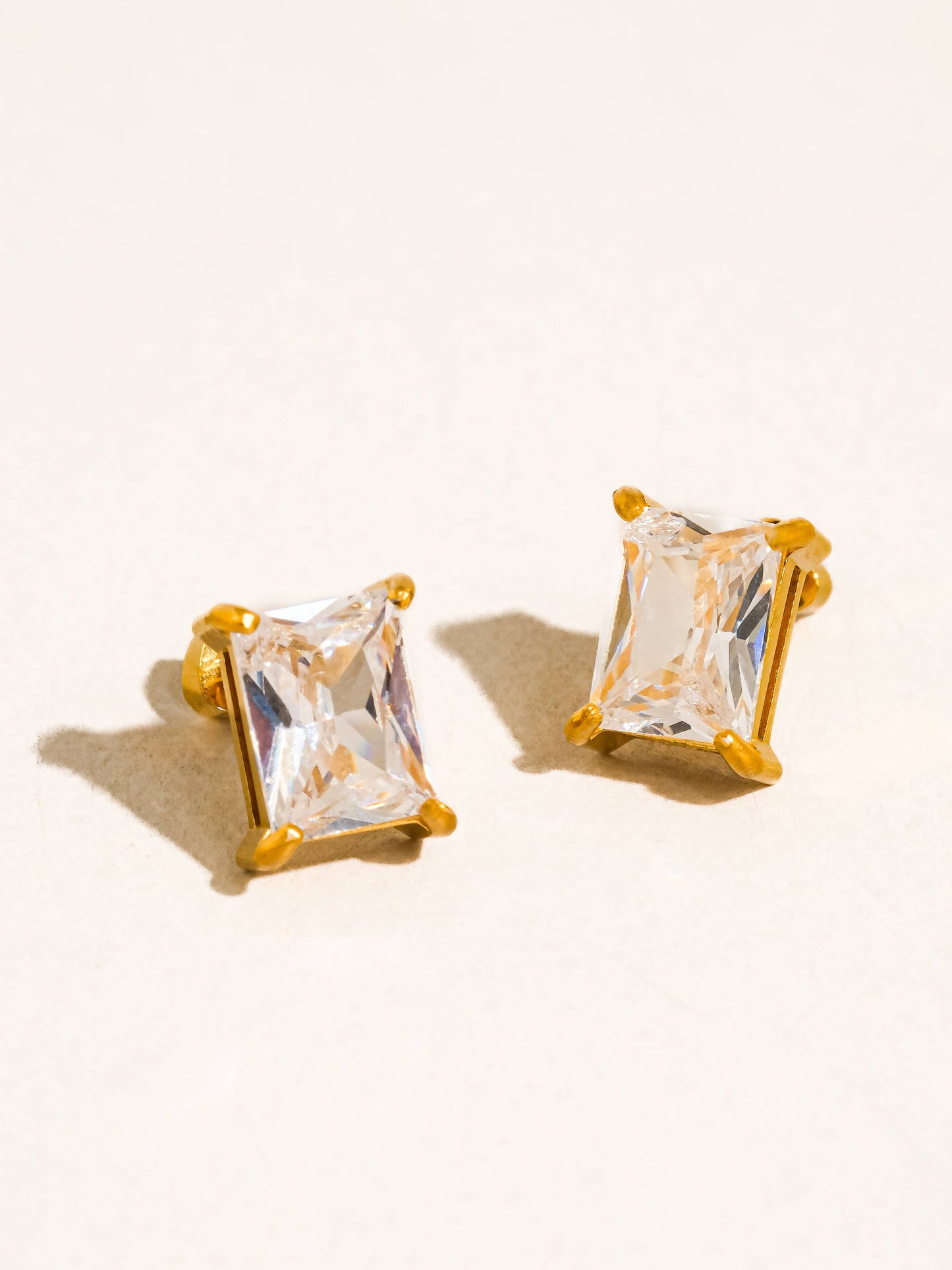 Avenn 18K Gold Non-Tarnish Round CZ  Earrings: Yellow Gold / R-Emerald