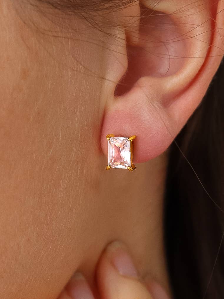 Avenn 18K Gold Non-Tarnish Round CZ  Back Earrings: Yellow Gold / T-Teardrop