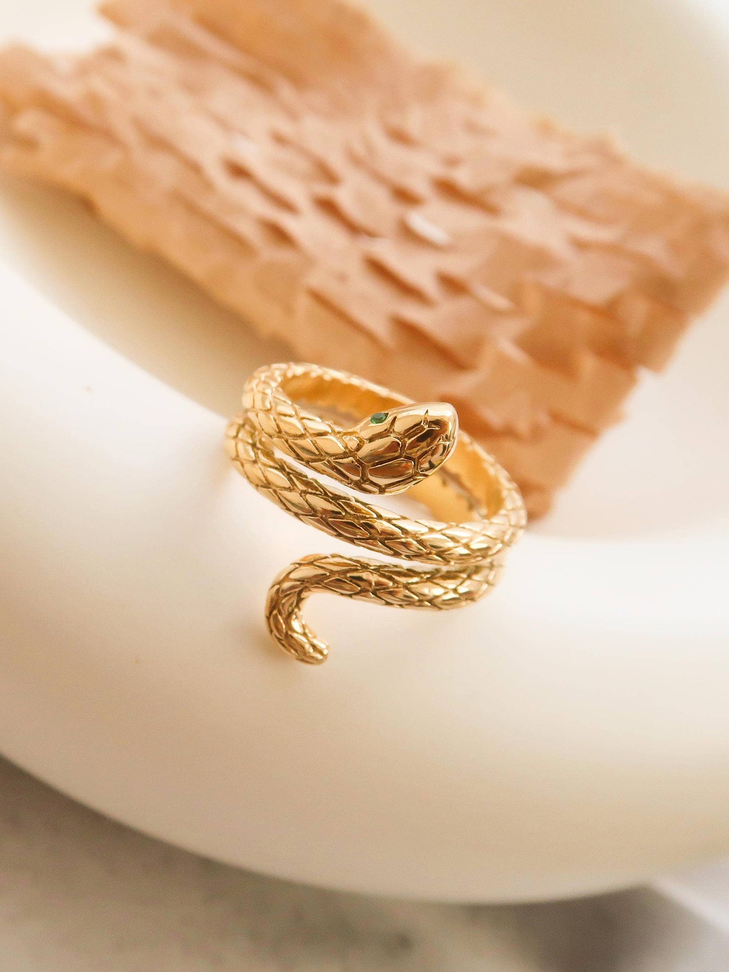 Lamia Gold Non-Tarnish Serpent Ring: Yellow Gold / 8