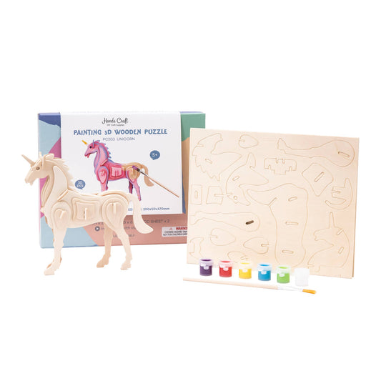 3D Wooden Puzzle with Paint Kit: Unicorn Kids