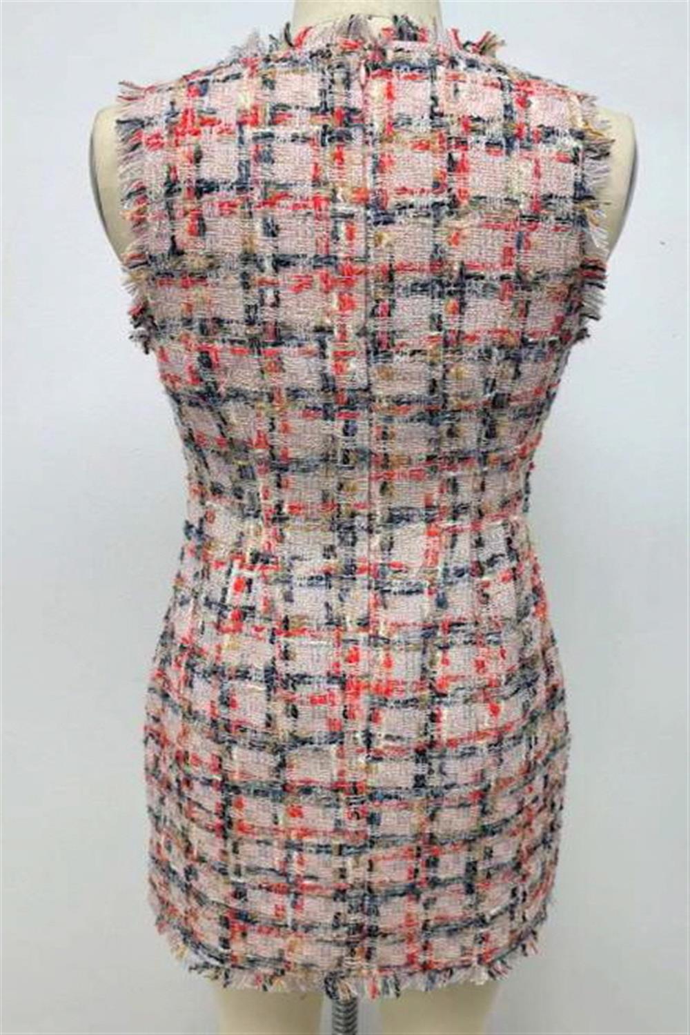 Fray Detail Tweed Dress