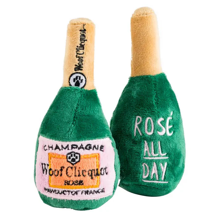 Woof Clicquot Rose' Champagne Bottle