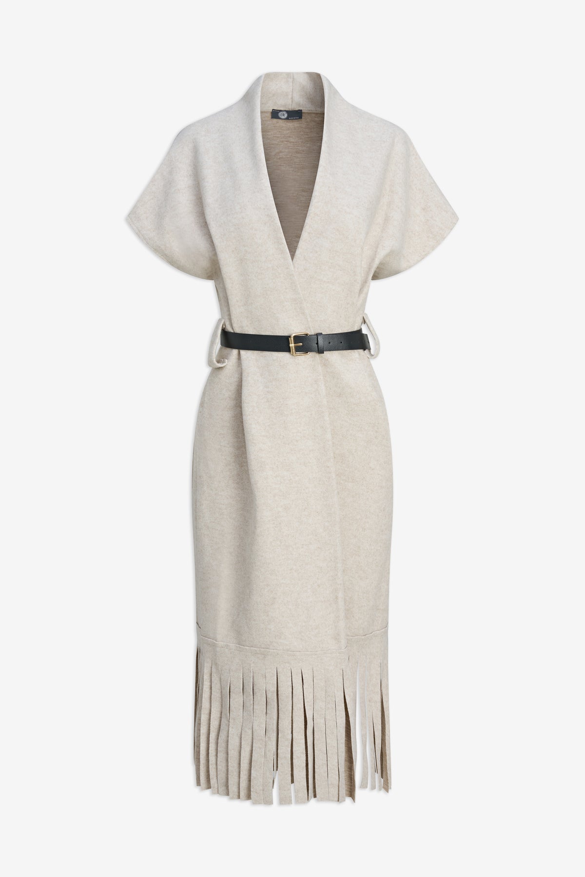 Wrap Belted Fringe Dress