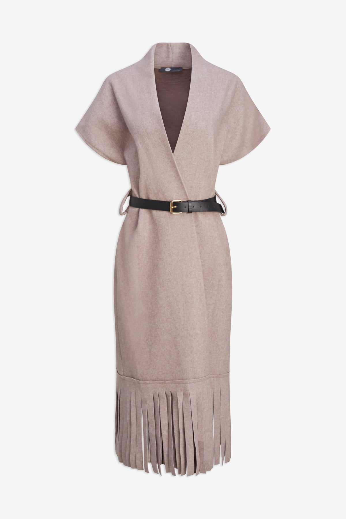 Wrap Belted Fringe Dress