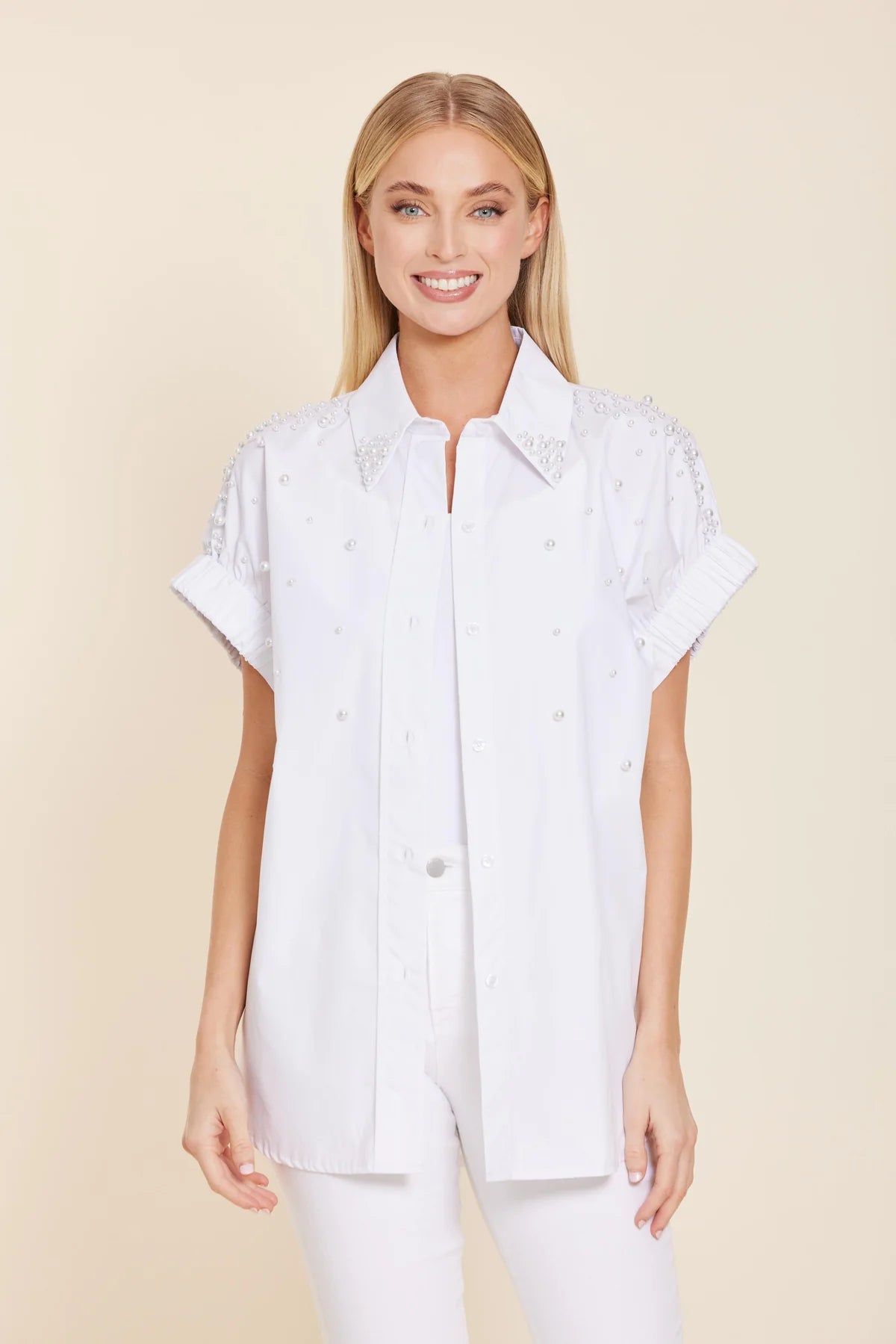 Poplin Pearl Embellished Top
