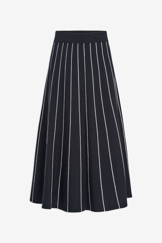 Knit Skirt w/ Contrast Stripes