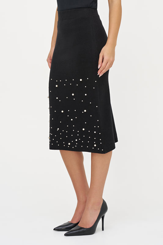 Woven Skirt Black w/Pearls