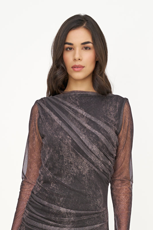 Snake Semi Sheer Dress