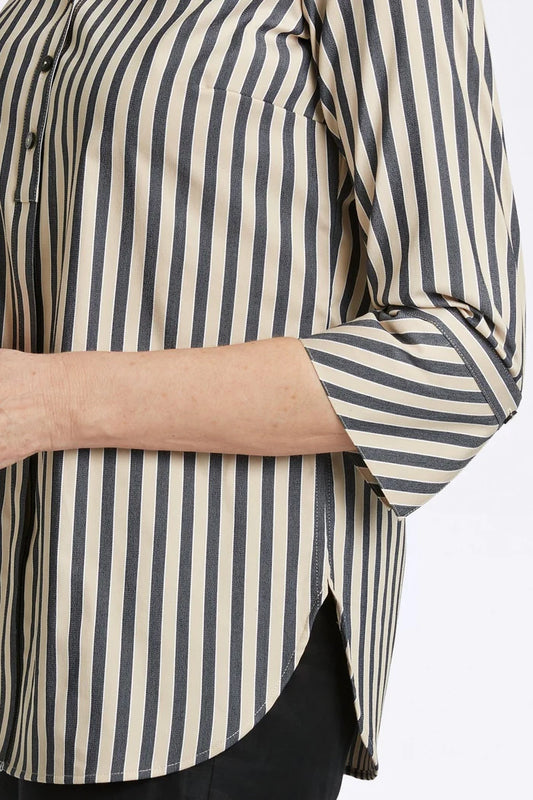 3/4 Sleeve Stretch Stripe Tunic