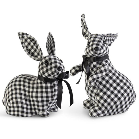 Black & White Gingham Bunnies w/Black Bows