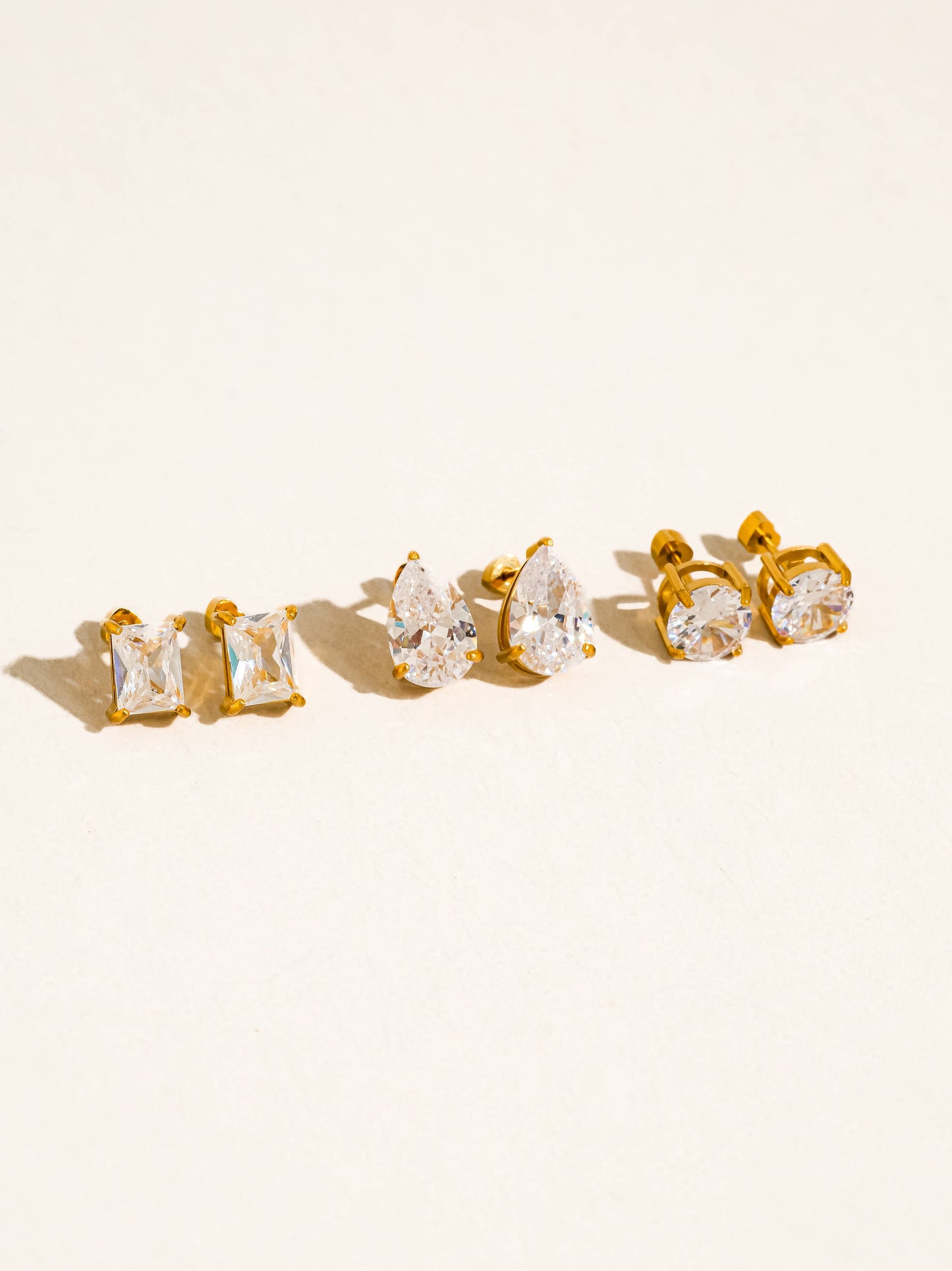 Avenn 18K Gold Non-Tarnish Round CZ  Back Earrings: Yellow Gold / C-Round