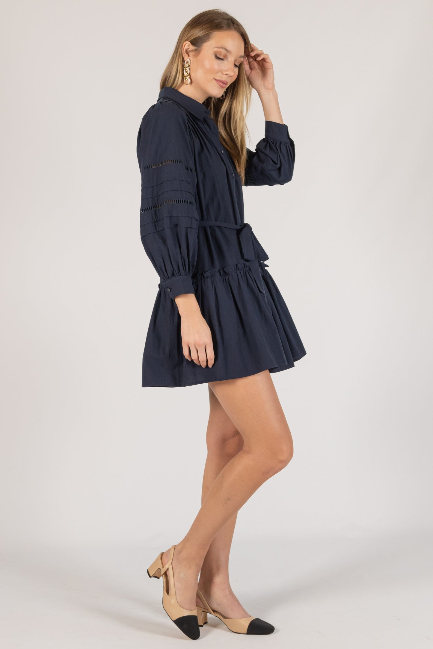 Poplin Eyelet Balloon Slv. Dress