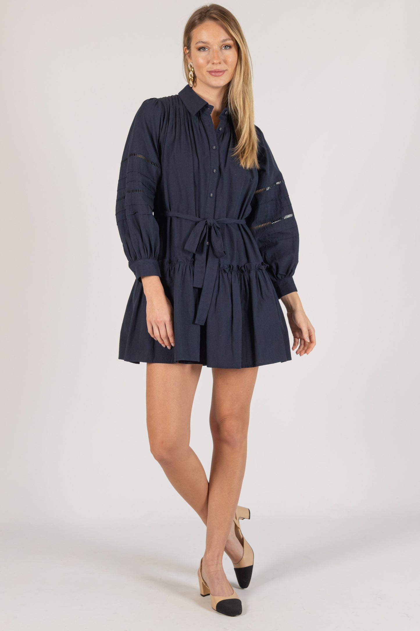 Poplin Eyelet Balloon Slv. Dress