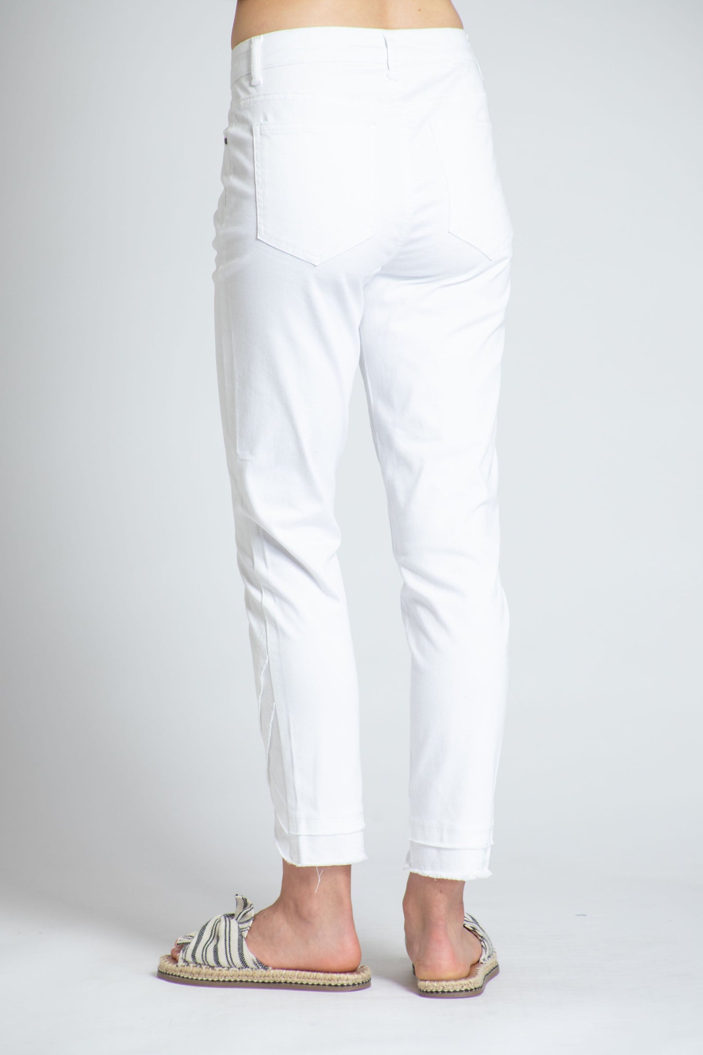 Double Layer Frayed Tulip Hem White