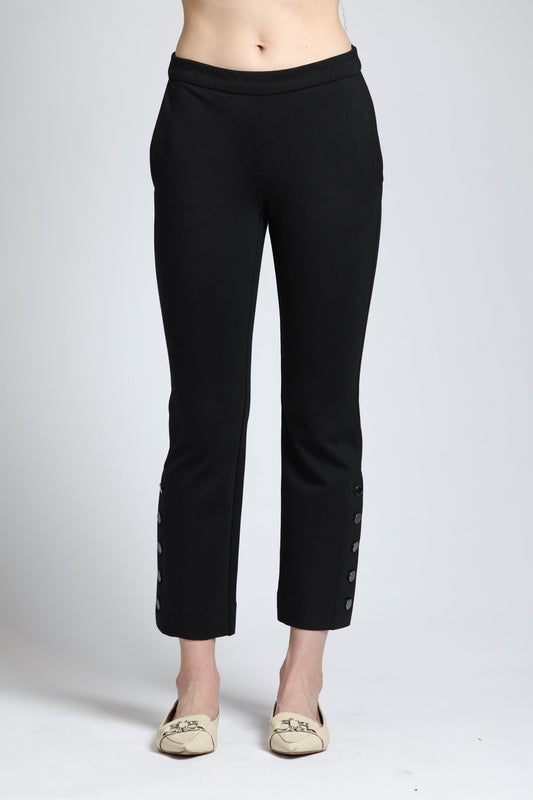 Pull On Crop Flare Black  With Button Detail
