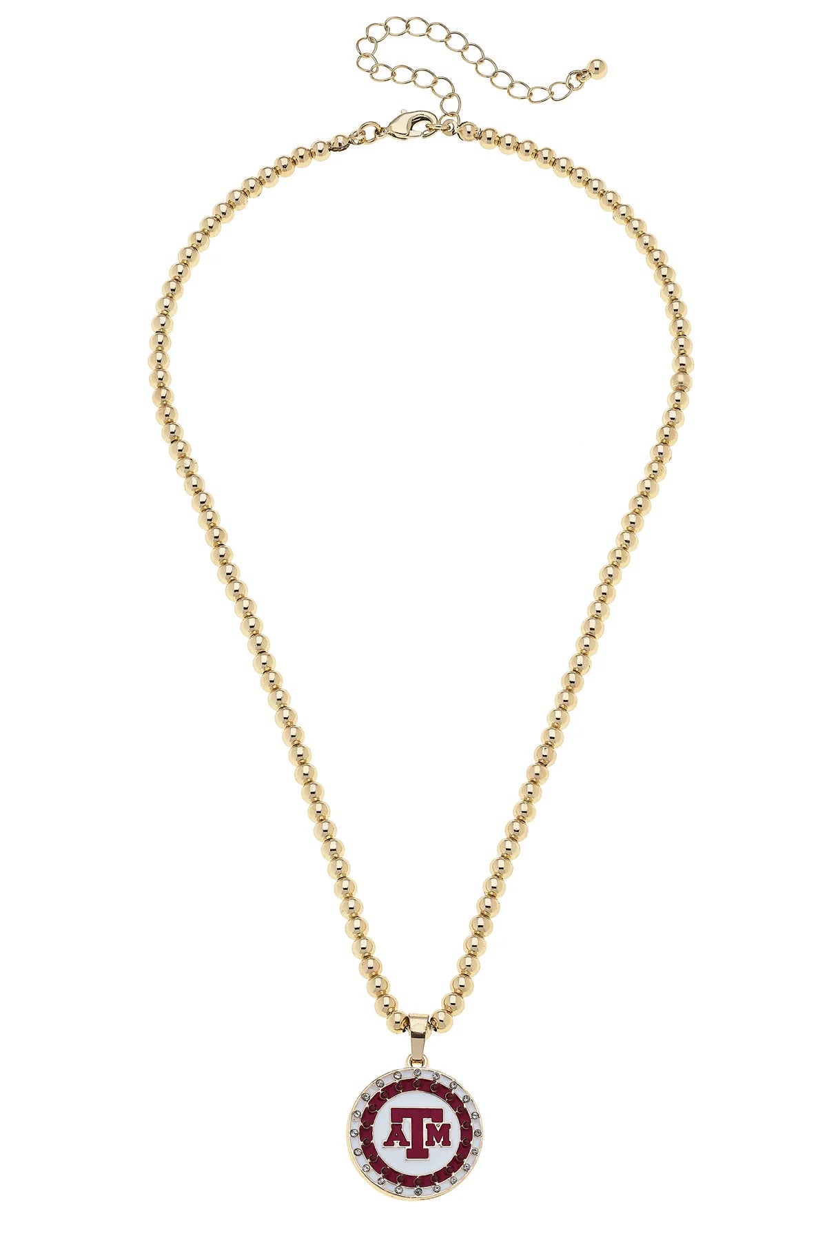 Texas A&M Aggies Pave Disc Necklace in Shiny Gold 26260N-TAM