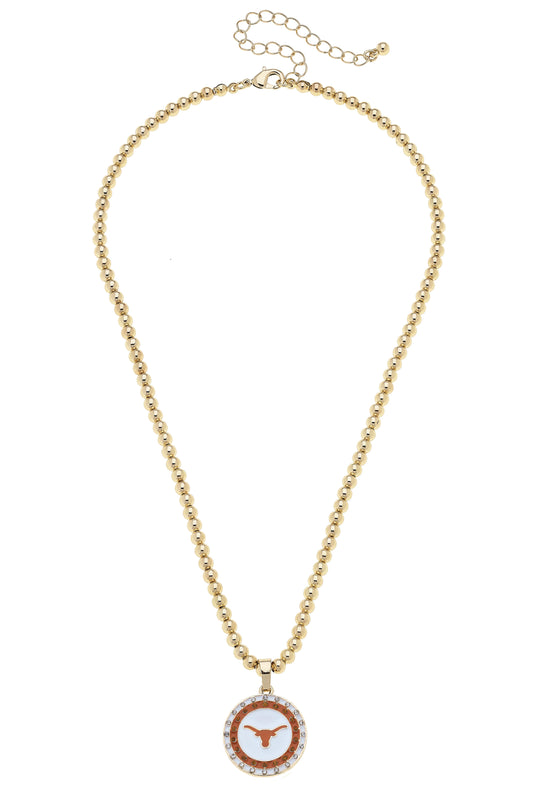 Texas Longhorns Pave Disc Necklace in Shiny Gold 26260N