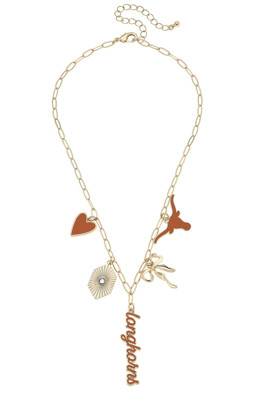 Texas Longhorns Paper Clip Charm Collector Necklace in Shiny Gold 26266N