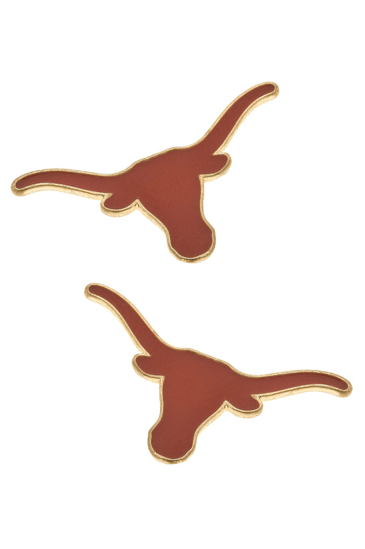 Texas Longhorns Enamel Logo Stud Earrings in Shiny Gold 26268E