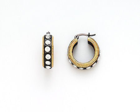GOLD & HEMATITE HOOP EARRINGS JE3018