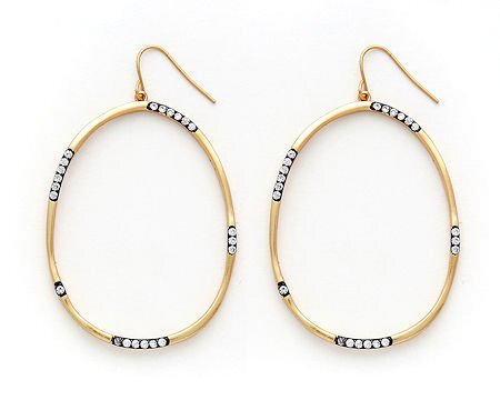 GOLD HEM LG DANGLE OVAL EARRINGS JE3901