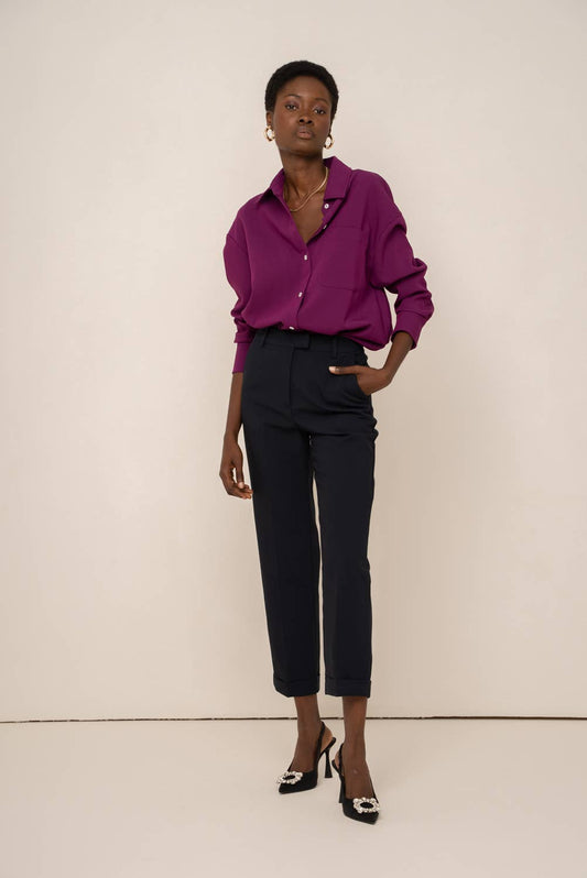 Garance straight tailored pants: Navy / 36