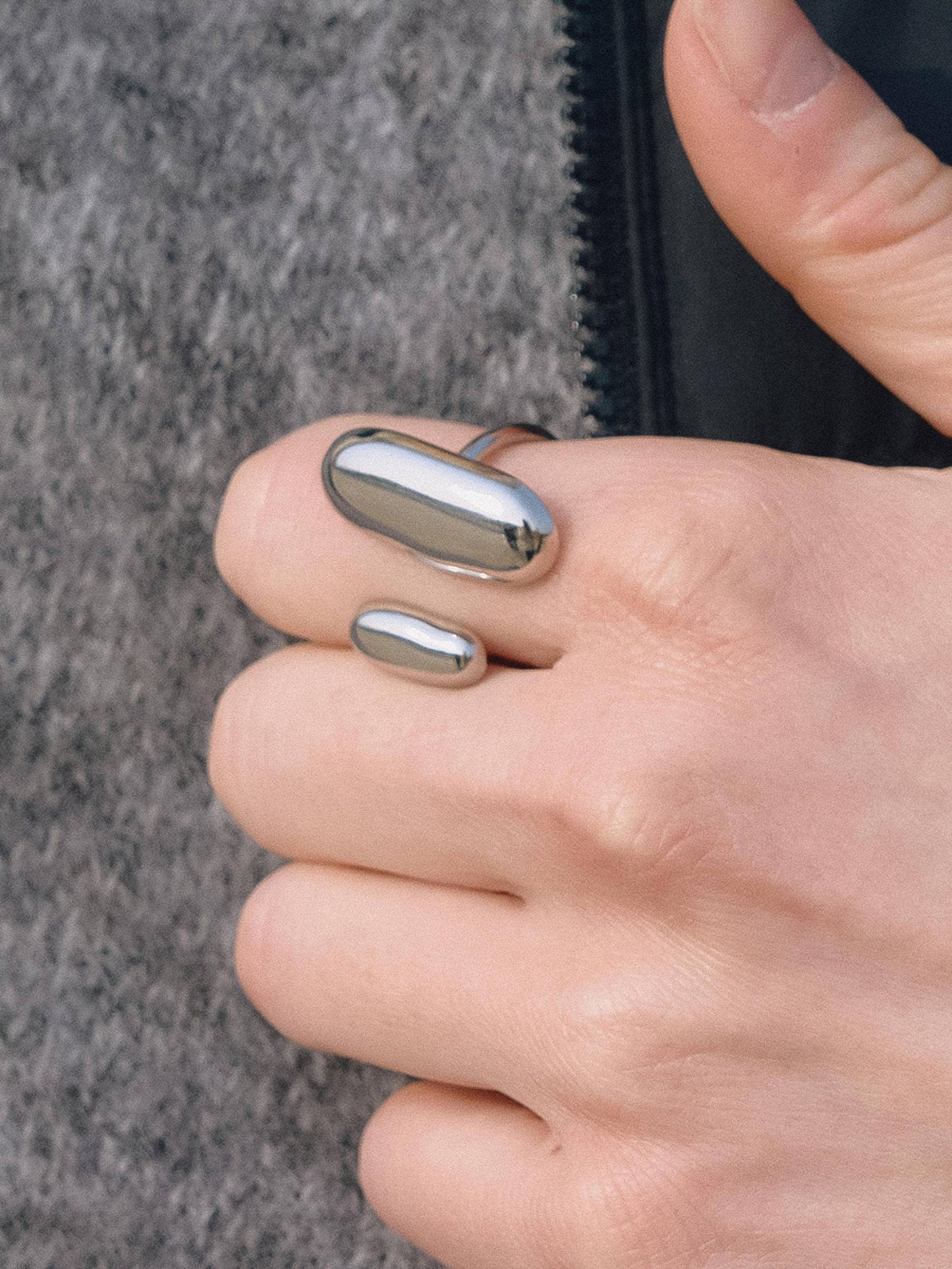 Roxy Modern Silver Open Statement Ring: Silver