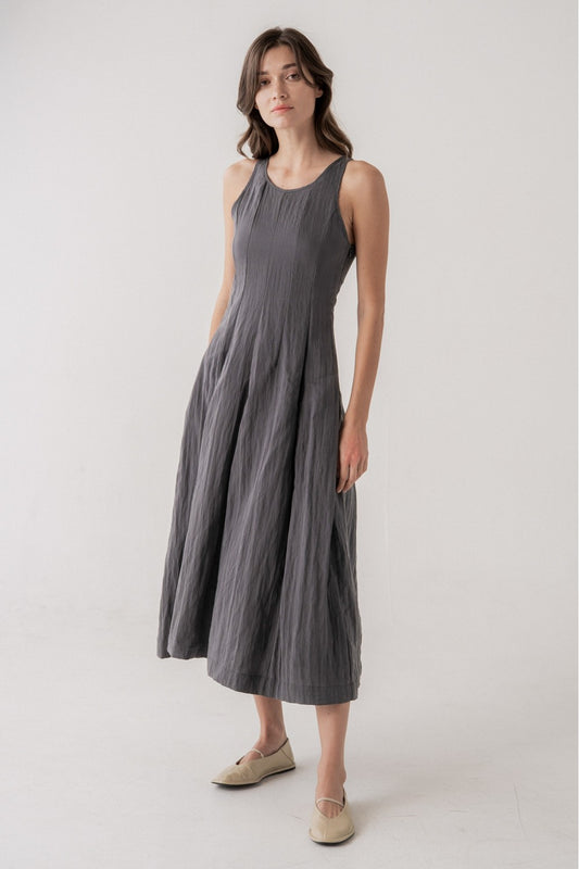 S/L Flowy Midi Grey Dress