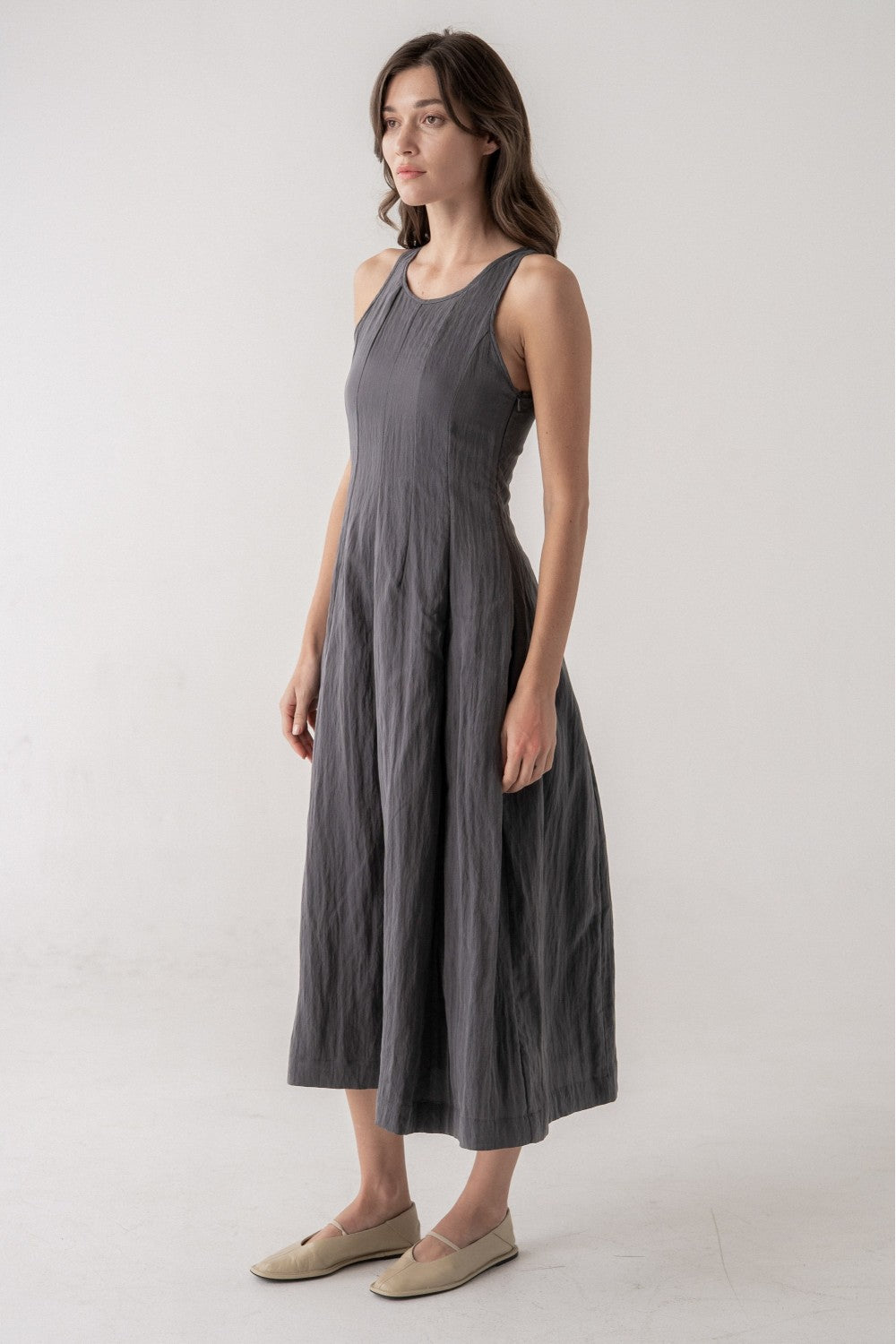 S/L Flowy Midi Grey Dress