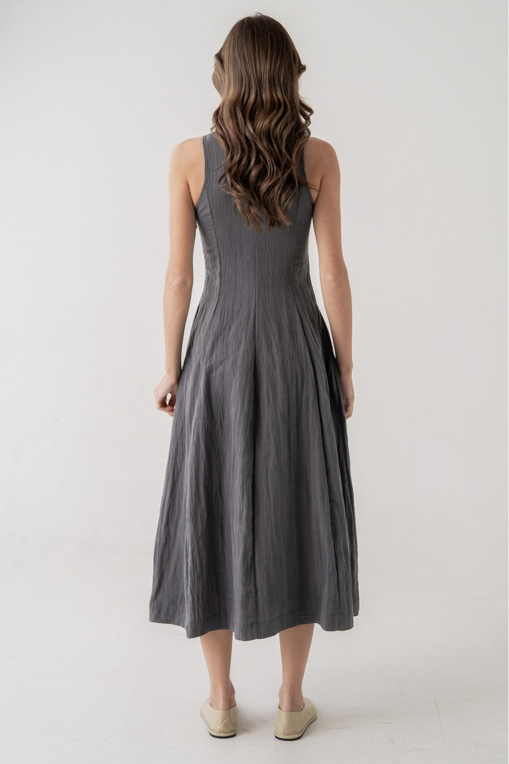 S/L Flowy Midi Grey Dress