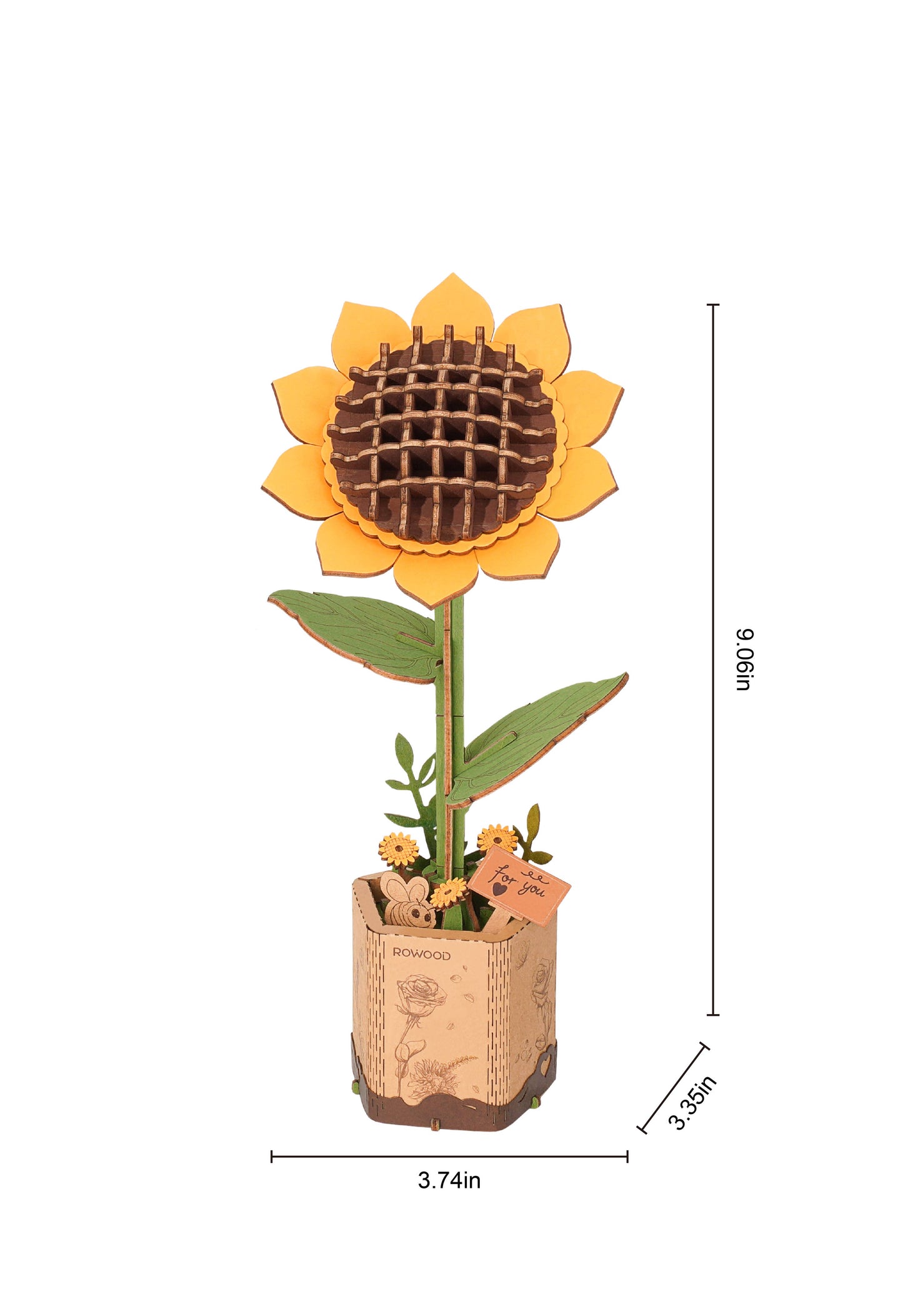 TW011 Sunflower Robotime Rowood DIY Wooden Flower 3D Puzzles