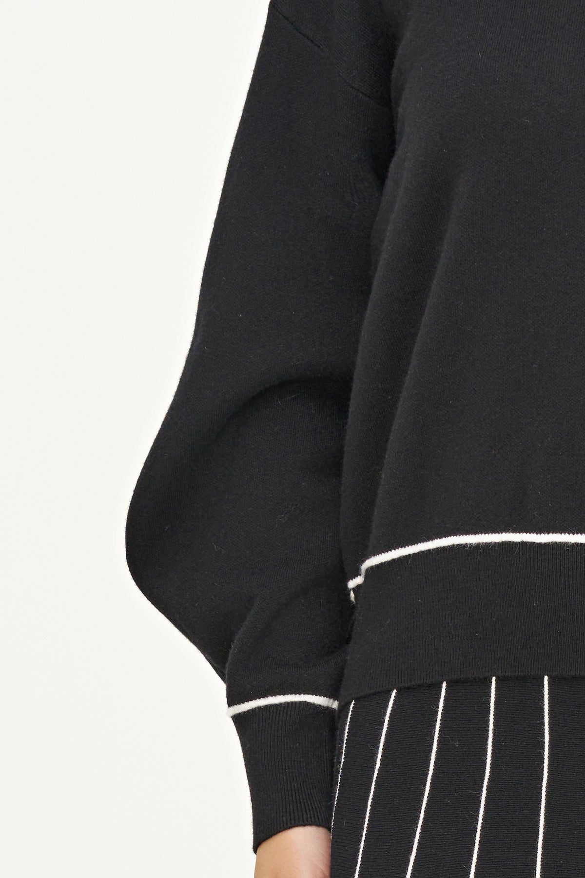 Knit Sweater Black w/ Ivory Contrast