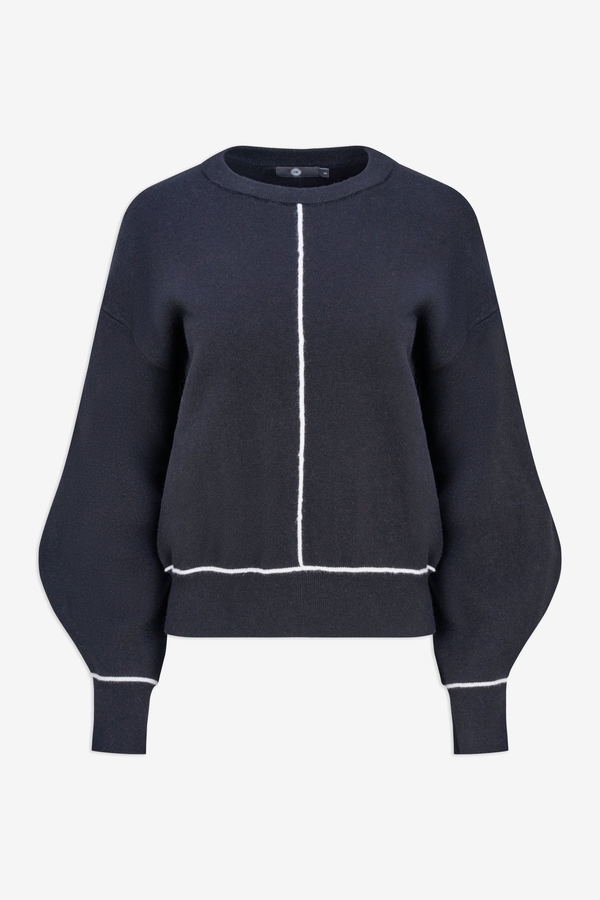 Knit Sweater Black w/ Ivory Contrast