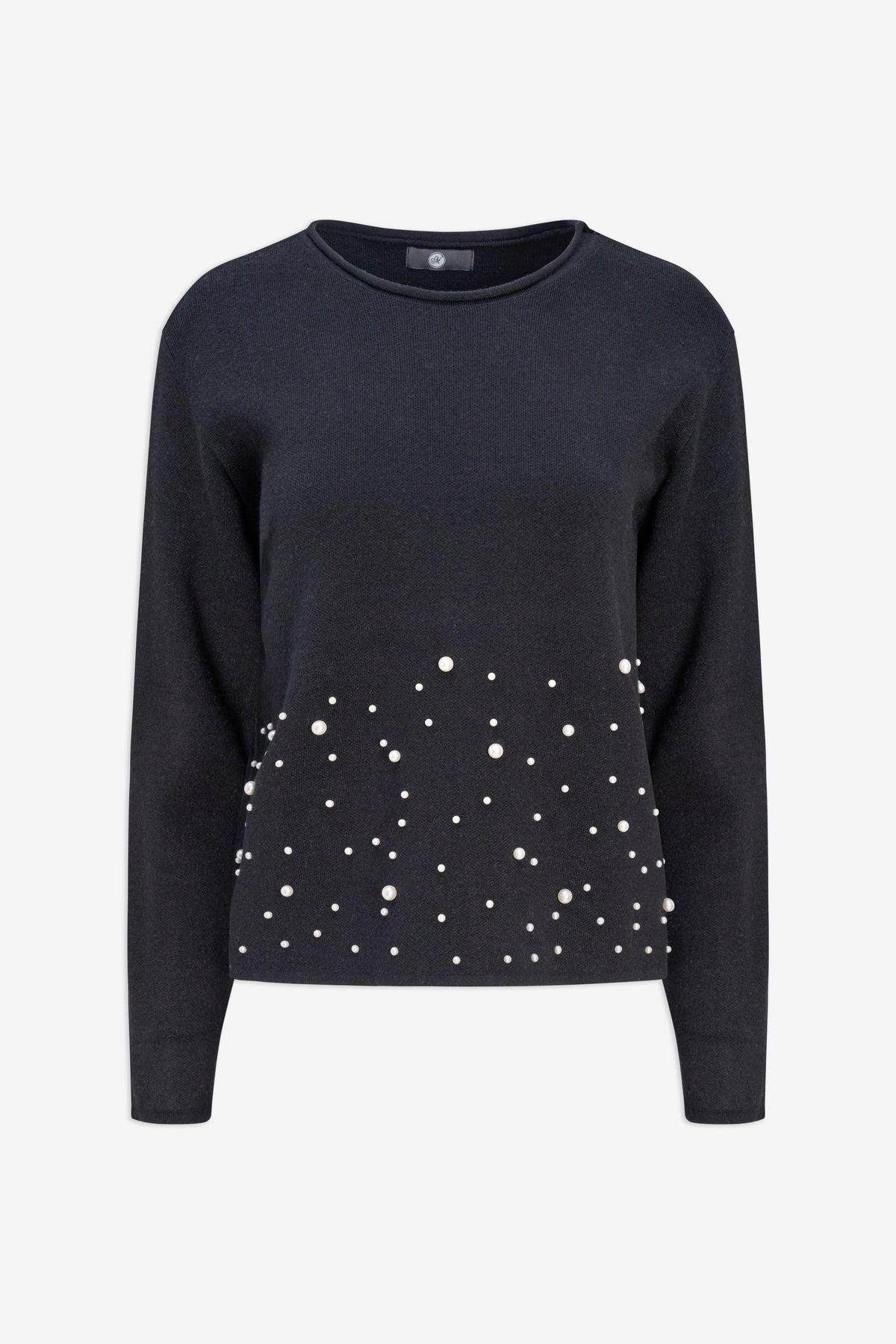 Knit Sweater Black w/ Pearls